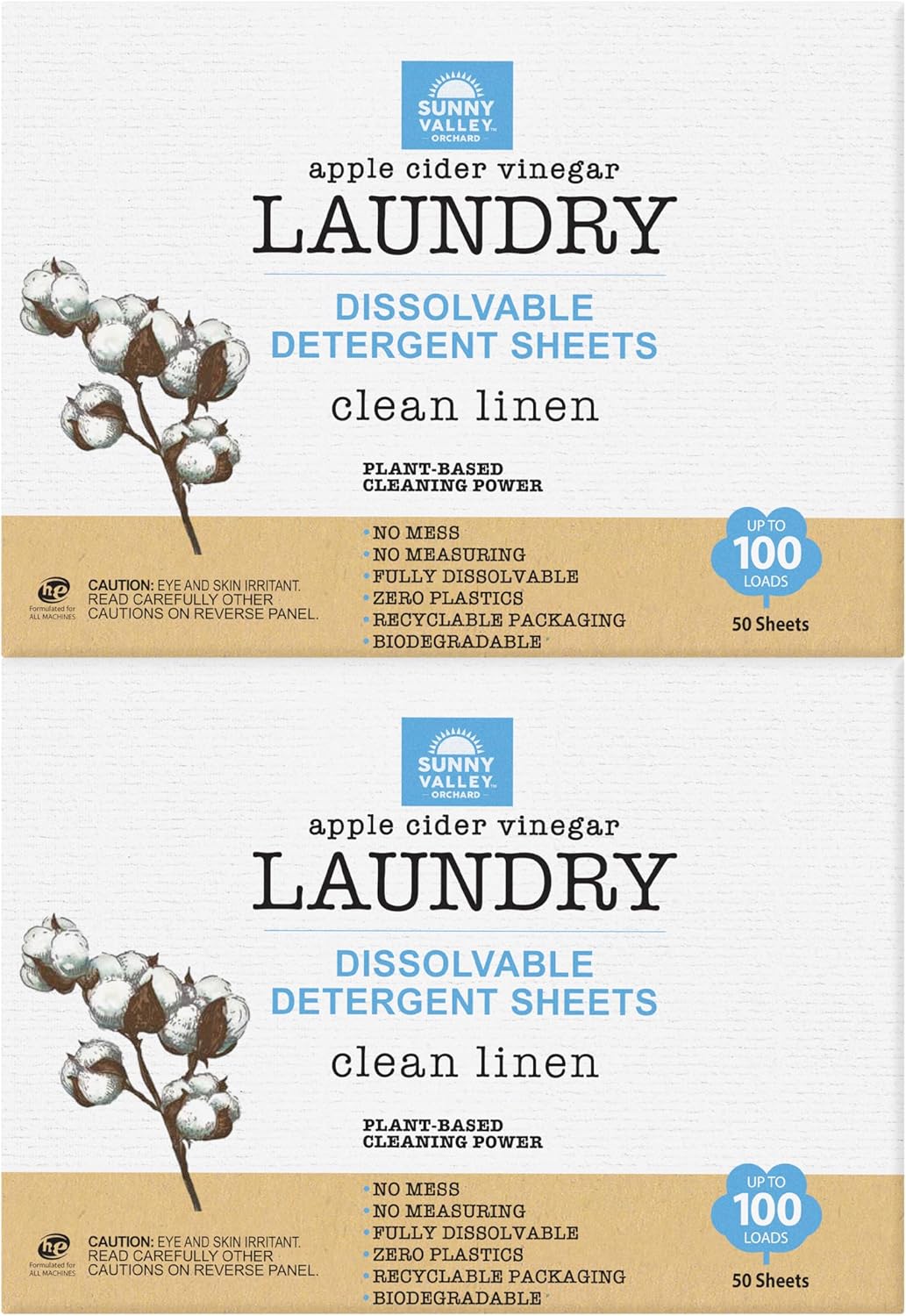 Biodegradable Laundry Detergent Sheets – Clean Linen (2 Pack)