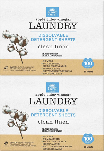 Biodegradable Laundry Detergent Sheets – Clean Linen (2 Pack)