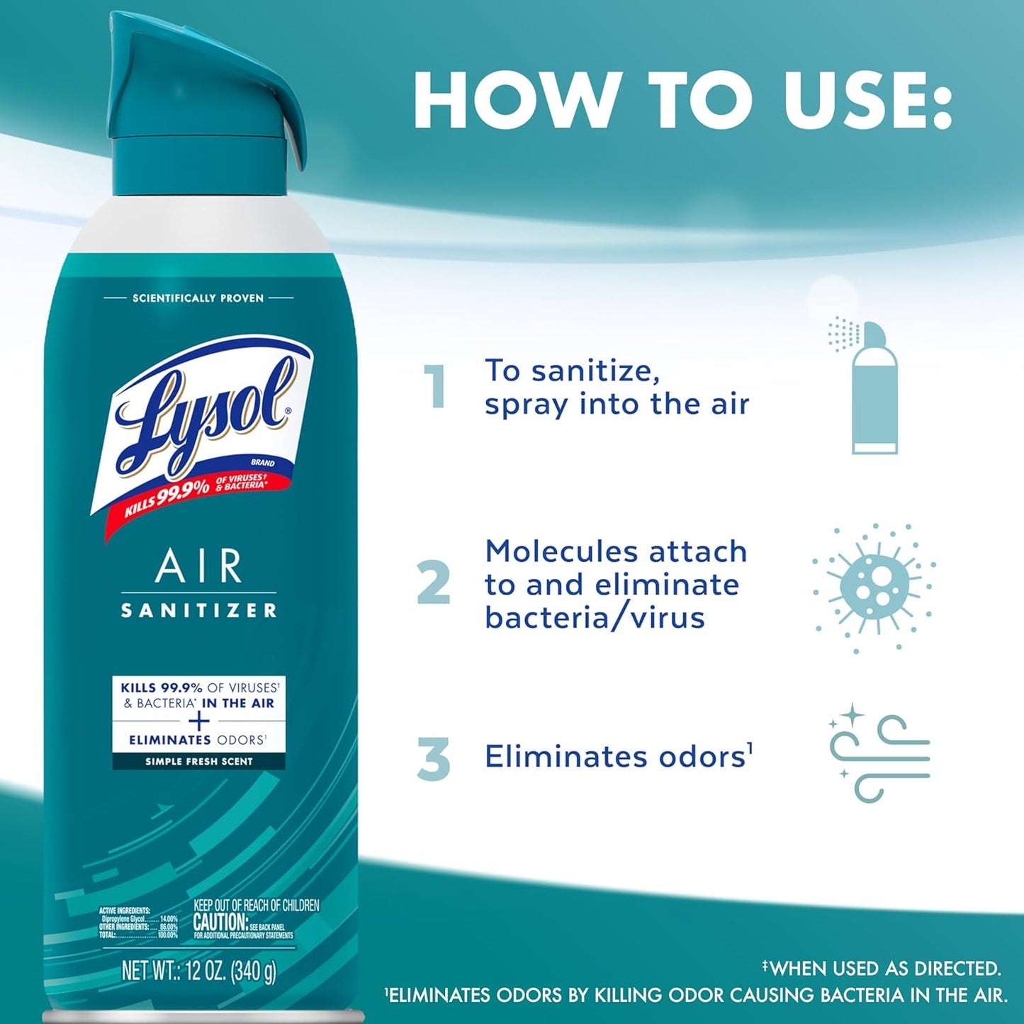 Lysol Bundle containing x2 Lysol Disinfectant Spray for Hard and Soft Surfaces, Crisp Linen, 19 Fl. Oz + Lysol Air Sanitizer Spray, For Air Sanitization and Odor Elimination, White Linen, 10 Fl. Oz