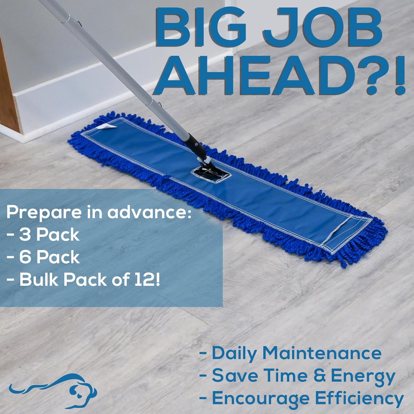 Kleen Handler 24 inch Microfiber Dust Mop | Medium Washable Commercial Mop Head Replacement, Pack of 3