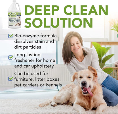 Pet Stain and Odor Remover - Enzyme Cleaner, Pet Urine Odor Eliminator Spray - Floor & Carpet Cleaner Spray, Pet Deodorizers For Home, Fabric Spray W/Fresh, Clean Scent, 32oz Spray