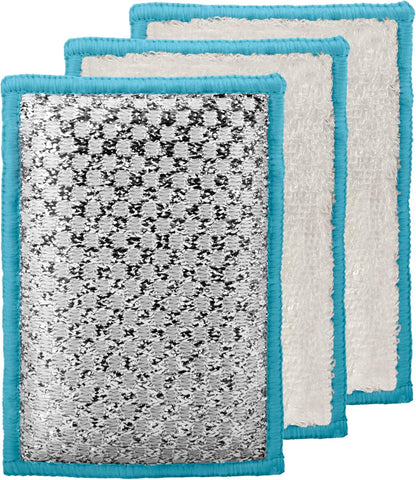 OGGI Bambou Odor-Free Scrubbing Sponges - Natural Scrub Sponges for Dishes, 91% Bamboo-Derived Rayon Cellulose Fiber, Reusable, Absorbent, Durable Scrubbers, Non-Scratch, Washable - 3 pcs, 7x4