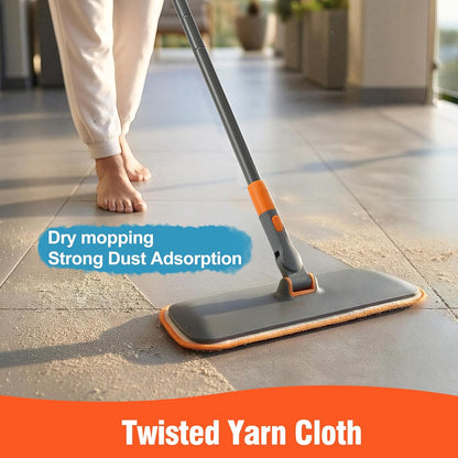 CLEANHOME 2-in-1 Wet Dry Flat Microfiber Mop for Hardwood Floors-Reusable Washable Pads, Telescoping Long Handle Floor Cleaner for Tile Laminate, Pet Hair Removal, Car Detailing & Window Cleaning