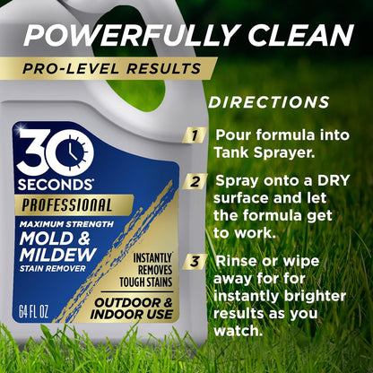 30 SECONDS Pro Mold and Mildew Stain Remover | Scrub Free | Brighter Results Instantly | Ready To Use | 32 Fl. Oz.