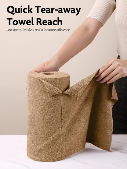 Fantasticlean Microfiber Cleaning Cloth Roll -40 Pack, Tear Away Microfiber Towels, 12" x 12", Reusable, Washable, Scratch Free, Ultra Absorbent Dishcloth for All-Around Cleaning Supplies (White)