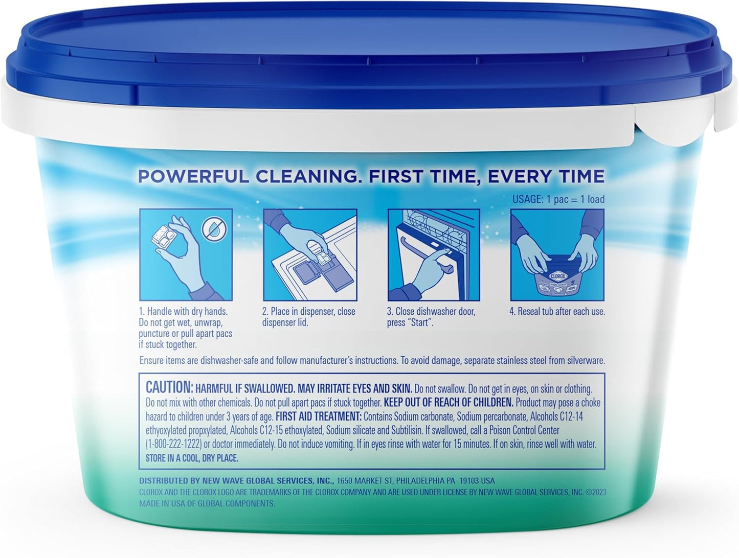 Clorox Triple Action Dishwasher Detergent Pacs, 16 Count Dishwashing Pacs, Fresh Scent