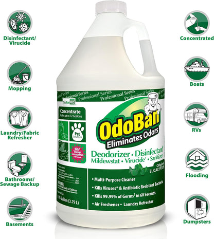OdoBan Professional Disinfectant and Odor Eliminator Concentrate, Made in the USA, Lavender Scent, 2-Pack, 1 Gallon Each