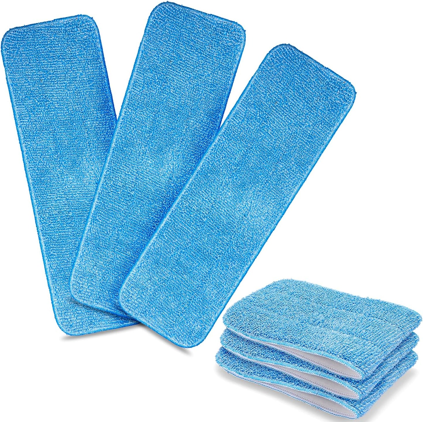HOMEE Reusable Microfiber Mop Pads, 6 Pack 18"x 6" Mop Head Replacement, Wet/Dry Home & Commercial Cleaning Scrubbing Floor Pad - Blue,Grey,Purple