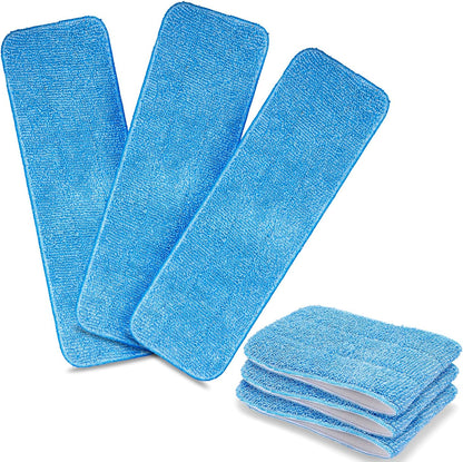 HOMEE Reusable Microfiber Mop Pads, 6 Pack 18"x 6" Mop Head Replacement, Wet/Dry Home & Commercial Cleaning Scrubbing Floor Pad - Blue,Grey,Purple