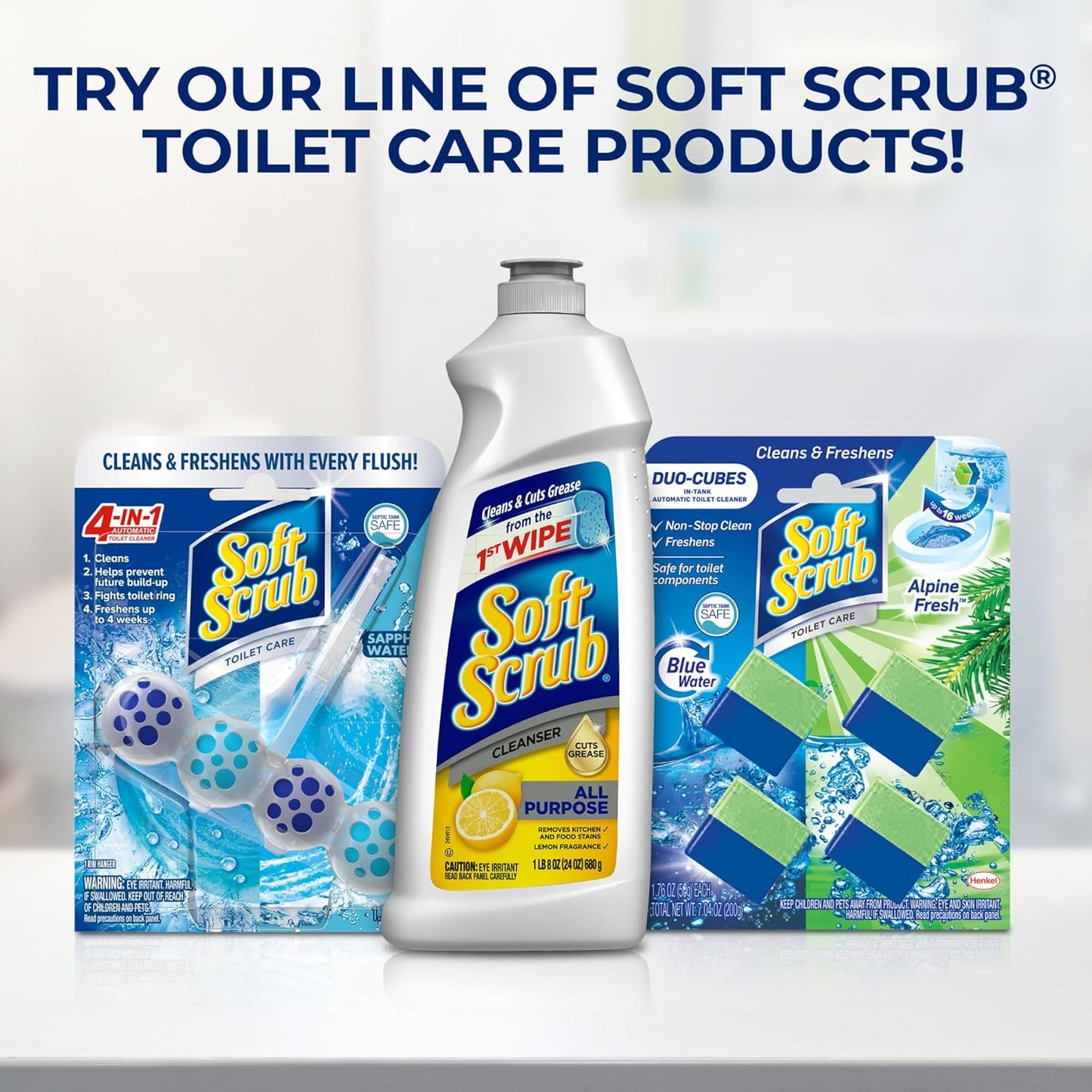 Soft Scrub Total All Purpose Bath & Kitchen Cleanser, Lemon Scent 24 oz