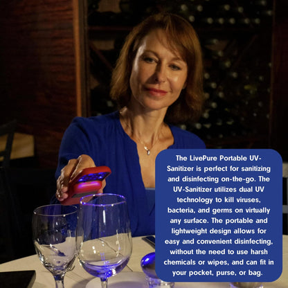 LivePure Handheld UV Light Sanitizer. Portable UV Light for Disinfecting Room, Kitchen, Car, Bathroom, Household Surfaces. Leopard