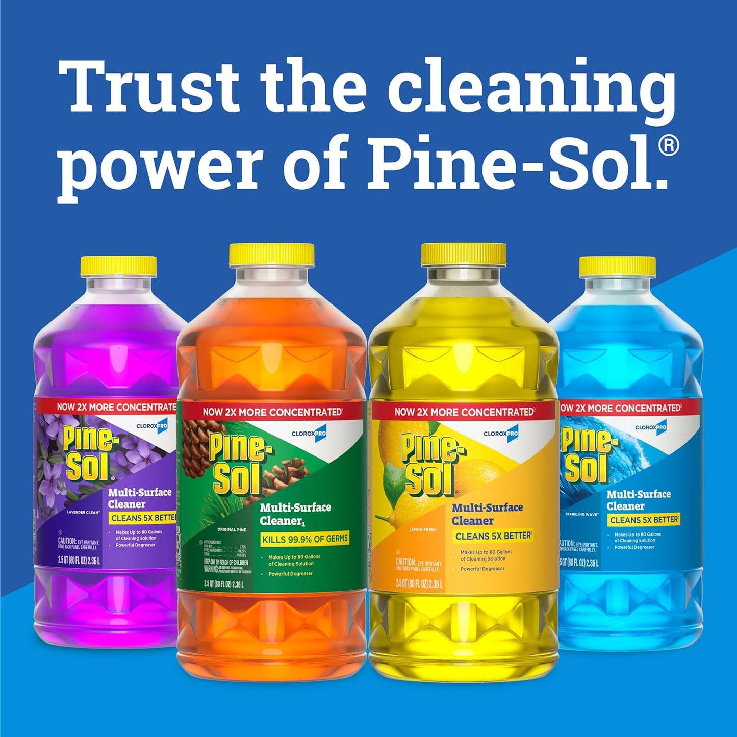 Pine-Sol Multi-Surface Cleaner, CloroxPro, 2x Concentrated Formula, Lemon Fresh, 80 Fl Oz