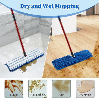 4 Pack Mop Head Replacement Compatible with O-cedar Hardwood Floor 'N More Microfiber Dual or 3-Action Flip Mop Refill Chenille Mop Replace Pads for Ocedar Dual-Action Flip Mop,Reusable & Washable Pad