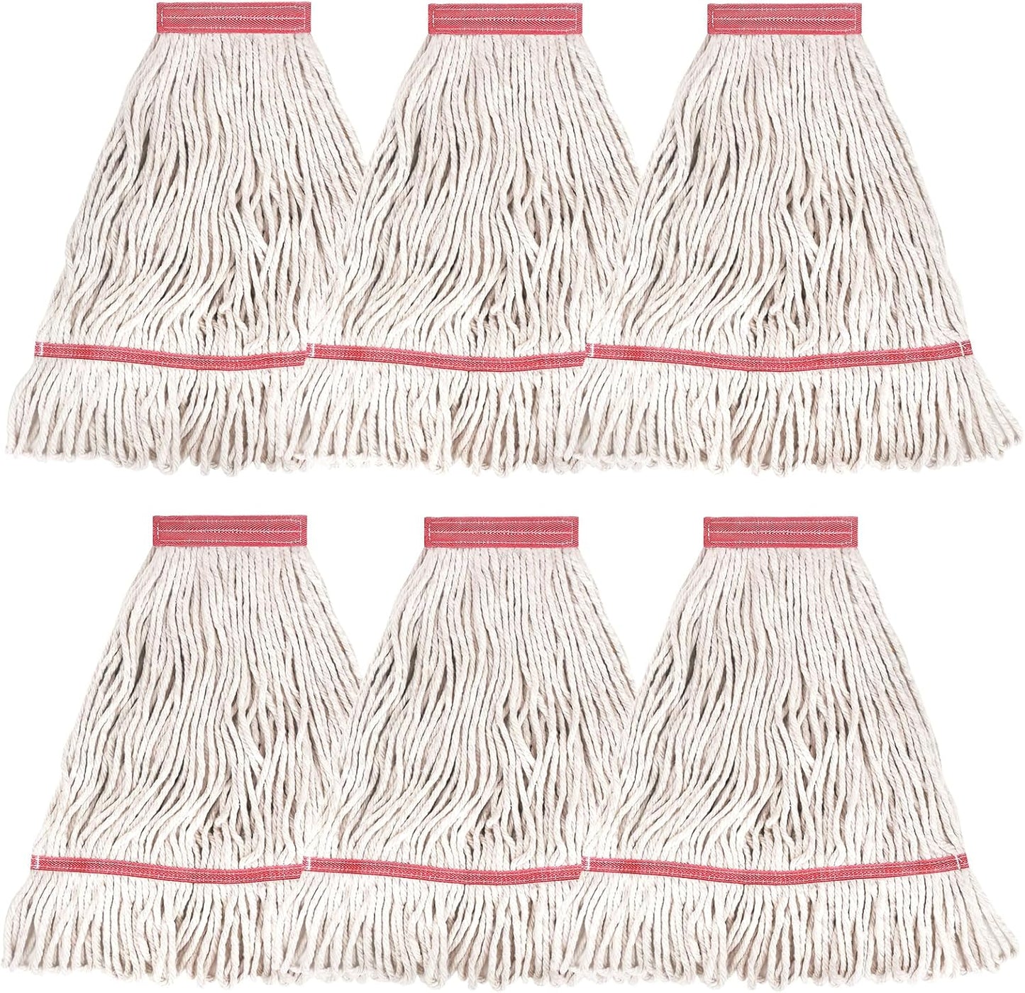 Matthew Cleaning Heavy Duty Mop Head Commercial Replacement for General and Floor Cleaning , Wet Industrial Blue Cotton Looped End String Head Refill (Pack of 6) Blue