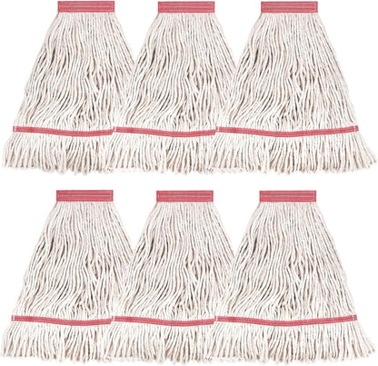 Matthew Cleaning Heavy Duty Mop Head Commercial Replacement for General and Floor Cleaning , Wet Industrial Blue Cotton Looped End String Head Refill (Pack of 6) Blue