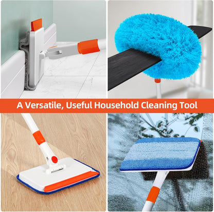 Baseboard Cleaner Tool with Handle, Extendable Long Handle Baseboard Floor Cleaning Tool Duster with Reusable Pads for Floorboard
