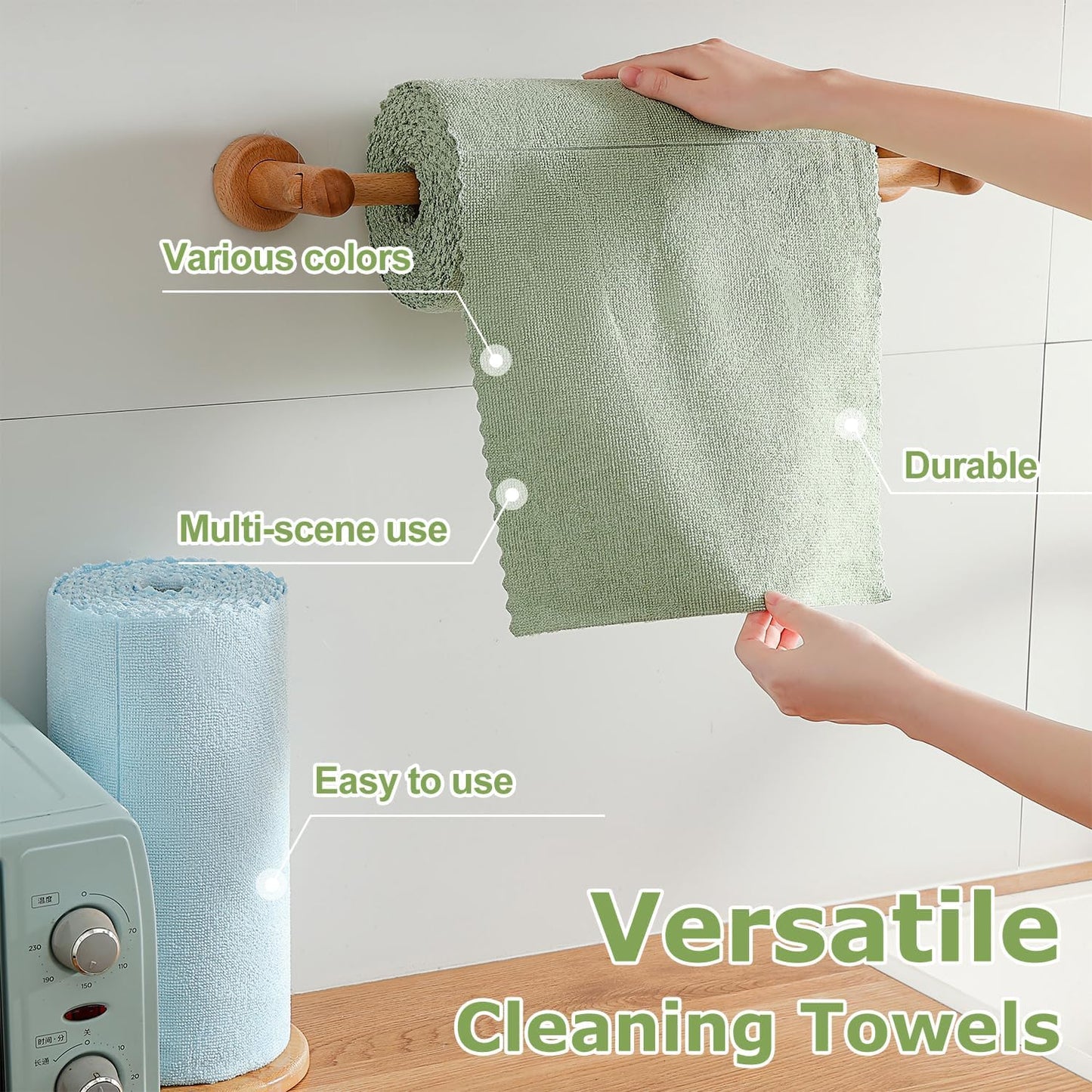 80 Pack Microfiber Cleaning Cloth Roll Reusable Paper Towels 12"x12" Tear Away Cloth, Microfiber Towels for Cars, Wash Cloths, Lint Free Dark Grey Rags for House, Kitchen,Window,Cleaning Supplies