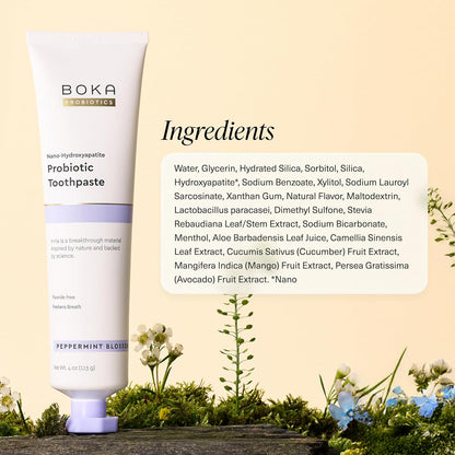 Boka Fluoride Free Toothpaste, Nano Hydroxyapatite Toothpaste, Appropriate for Sensitive Teeth, for Adult, Kids Oral Care - Whitening* Refresh Mint, 1.3 Fl Oz 2Pk US Manufactured