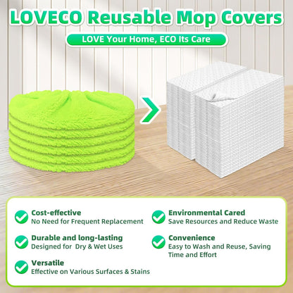 Reusable Mop Pads Compatible with Swiffer Sweeper Mop, Microfiber Dry Sweeping Cloths & Machine Washable Wet Pads Refill for Use on All Sealed Floors - Stone, Hardwood, Laminate & Tile (6 Blue)
