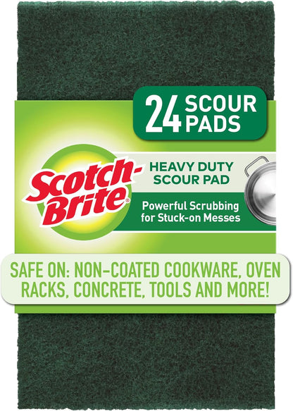 Scotch-Brite Heavy Duty Scouring Pad, Dish Scrubber for Kitchen + Outdoor, 8 Scrub Pads for Uncoated Pots and Pans, Cast Iron Cooktops, Grill Grates, Oven Racks, & BBQ, Durable, Long-Lasting