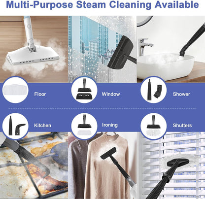 Steam Cleaner, 6 in1 Rotated Steam Mop Cleaner with 2 Modes, 2 Microfiber Pads, 400ML Removable Tank, 23FT Power Cable, Detachable Steam Mops for Floor, Laminate Floor, Tiles Cleaning (Sapphire Blue)