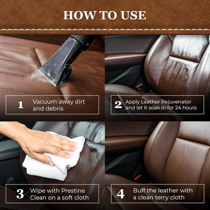 Leatherique Leather Care & Preservation Set - 8 oz | Leatherique Rejuvenator Oil & Prestine Clean 2-Step System | Softens, Conditions & Preserves Leather | Perfect for Cars, Furniture, Saddles & More