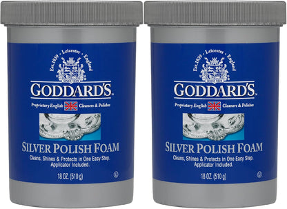Goddard’s Silver Polish Foam – Silver Jewelry Cleaner for Antiques, Accessories, Ornaments & More – Silver Cleaner for Silverware Protection – Tarnish Remover for Jewelry w/Sponge Applicator (6 oz)
