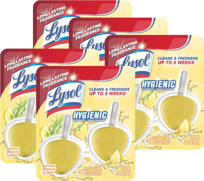Lysol Hygienic Automatic Toilet Bowl Cleaner, Lemon Breeze, 2 ct (Pack of 5)