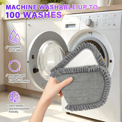 16.5 inch Mop Pads Refills, 3 Pack Microfiber Reusable Replacement Mop Pads Flat Replacements Heads for Wet Or Dry Floor Cleaning and Scrubbing, Grey Tassel Cloth