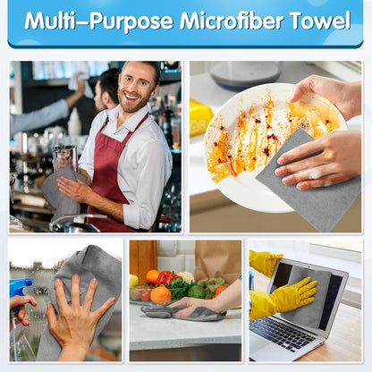 FIXSMITH Microfiber Cleaning Cloth - Pack of 8, Size: 12 x 16 in, Multi-Functional Cleaning Towels, Highly Absorbent Cleaning Rags, Lint-Free, Streak-Free Cleaning Cloths for Car Kitchen Home