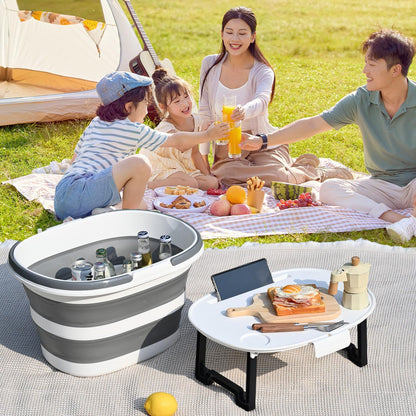 16L Collapsible Mop Bucket with Handles - Space Saving Foldable Silicone Tub for Cleaning, Laundry, Storage - Portable Wash Basin for Home & Car - 4.2 Gallon Compact Utility Bucket