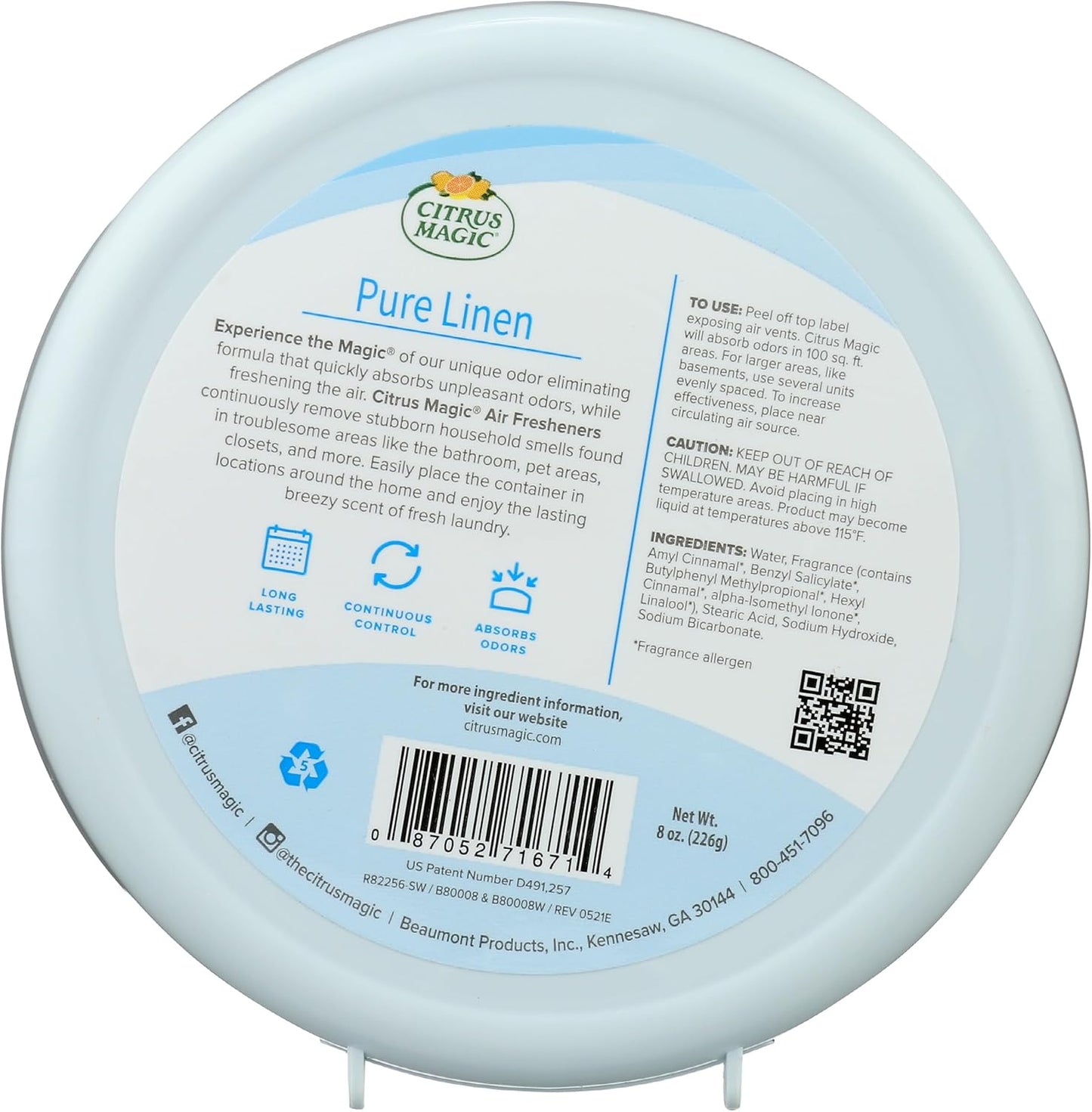 Citrus Magic Odor Absorbing Solid Air Freshener, Fresh Citrus, 8-Ounce, Pack of 1
