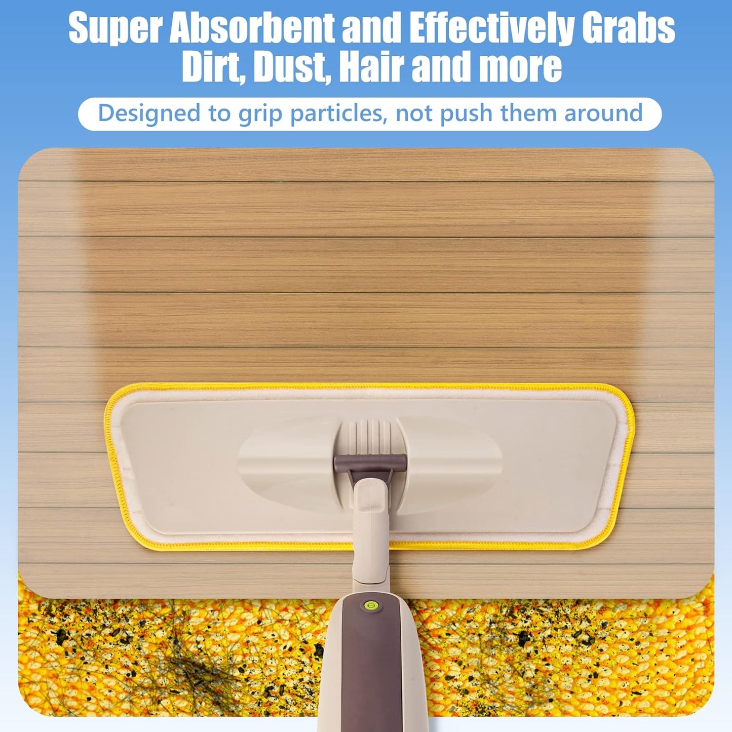 HOMTOYOU Reusable Pads Refills for Swiffer Power Mop: 6 Pack Microfiber Pad for Multi-Surface Floor Cleaning - Machine Washable Replacement Sweeping Cloths for 13 ''-15 '' Spray Mop