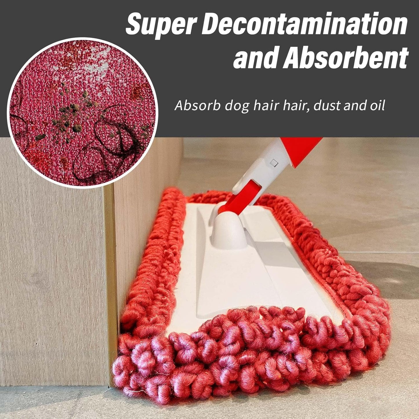 16.5 inch Mop Pads Refills, 3 Pack Microfiber Reusable Replacement Mop Pads Flat Replacements Heads for Wet Or Dry Floor Cleaning and Scrubbing, Grey Tassel Cloth