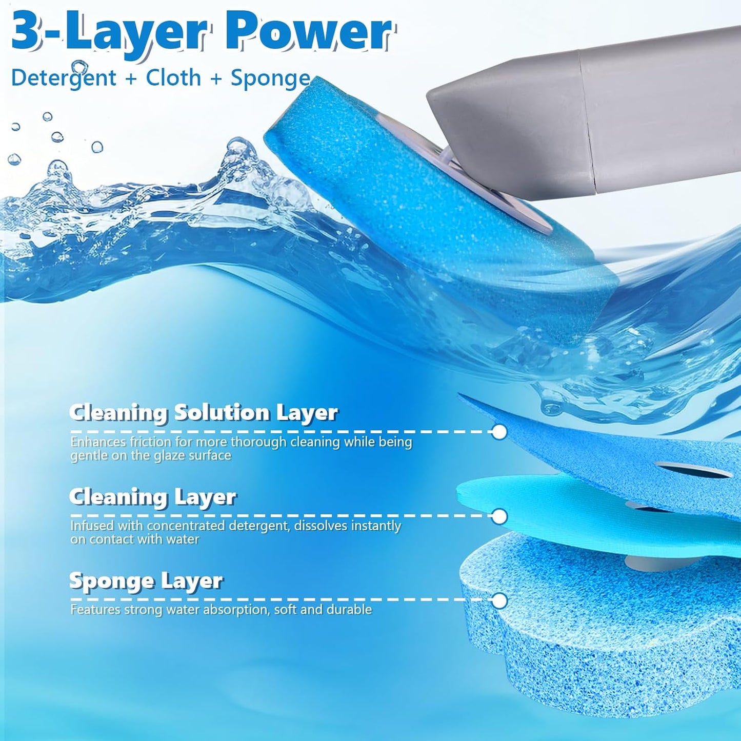 2 Pack Disposable Toilet Bowl Cleaner Wand and Holder Set, Toilet Brush Disposable with 48 Cleaner Refills Extended Handle for Toilet Bowl Cleaners Disposable, Bathroom Cleaning, Bathtub
