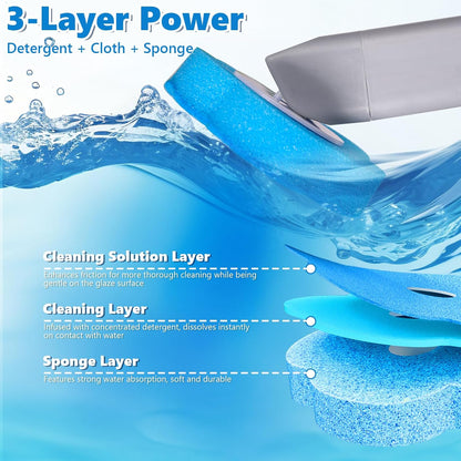 2 Pack Disposable Toilet Bowl Cleaner Wand and Holder Set, Toilet Brush Disposable with 48 Cleaner Refills Extended Handle for Toilet Bowl Cleaners Disposable, Bathroom Cleaning, Bathtub