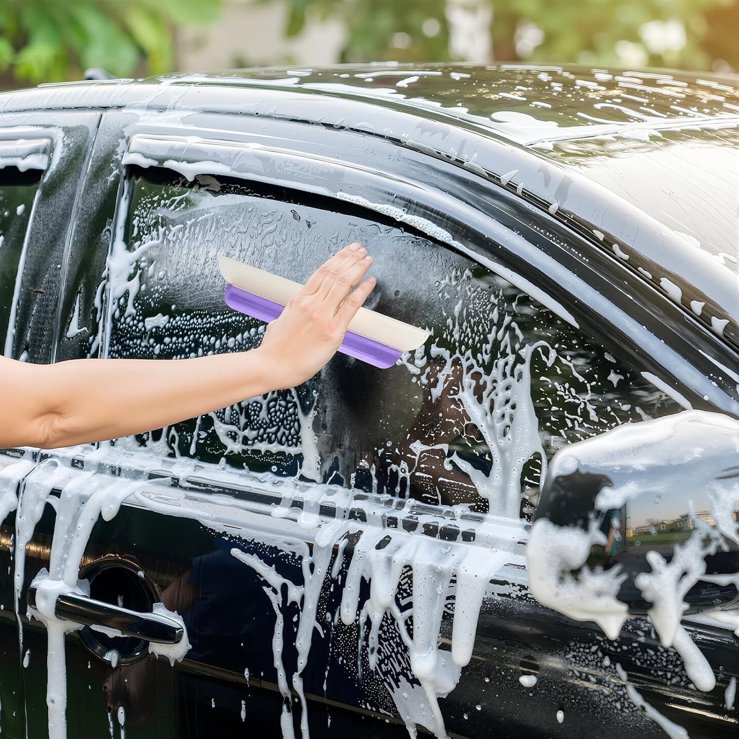 4 Pack 14 inch Car Drying Squeegee Longer Silicone Automotive Water Wiper Flexible Auto T-Bar Rubber Blade for Car Windshield Glass Window Bathroom Shower Squeegees Wash Tool (Yellow)