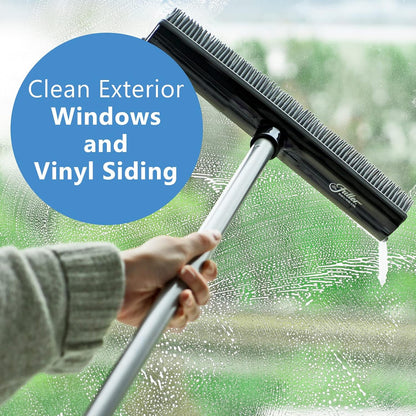 Fuller Brush Rubber Broom – for Carpets Floors Stairs Upholstery – Electrostatic Action Removes Pet Hair Lint Fuzz Dirt Particles – Built-in Squeegee Tackles Wet Messes (Broom Head)