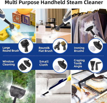 Steam Mop - 10-in-1 Floor Steamer Detachable MultiPurpose Handheld Steam Cleaner for Hardwood/Tile/Laminate All Floors Carpet Cleaning with 11 Accessories for Whole Home Use(Blue).