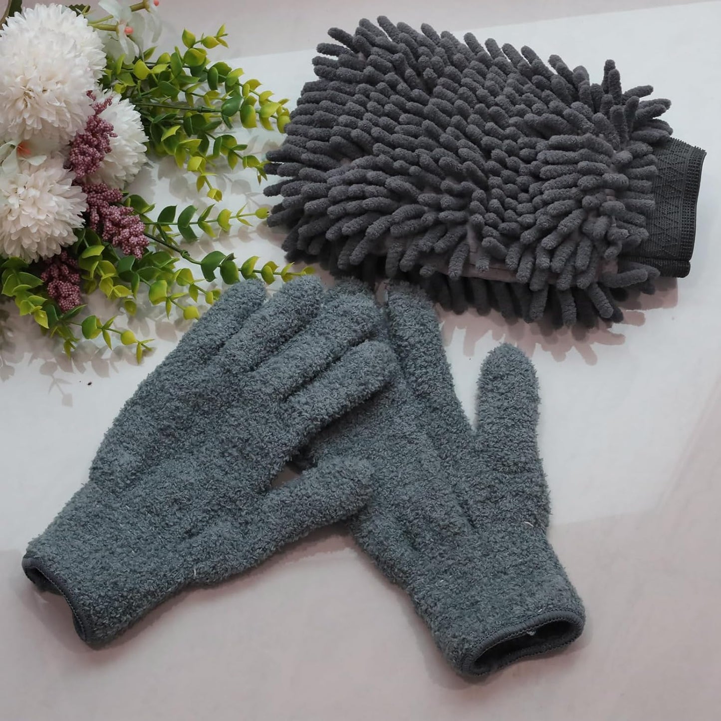 3 Pcs Microfiber Dusting Mitt Gloves Microfiber Plant Cleaning Gloves for Leaf Cleaning Plant Blinds Furniture House (Deep Pink)