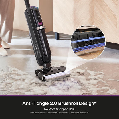 Eureka Cordless Wet Dry Cleaner, 170° Reclinable, Hot Air Drying Self Cleaning Vacuum and Mop Combo, Good for Hard Floors Pet Hair Sticky Messes, RapidWash 630, Purple
