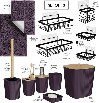 Clara Clark Bathroom Set - Sage Green Bathroom Accessories Set, 6PC Bathroom Accessory Set, Bathroom Sets with Toilet Brush, Trash Can & Soap Dispenser