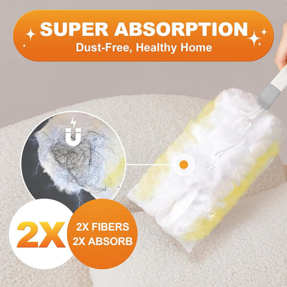 JOYMOOP Scented Telescopic Duster kit, 3FT Extendable Handle (Yellow) + 24 Yellow Refills for Swiffer Feather Duster,Easy Cleaning for Ceilings, Ceiling Fans, Blinds, Vents & Shelves