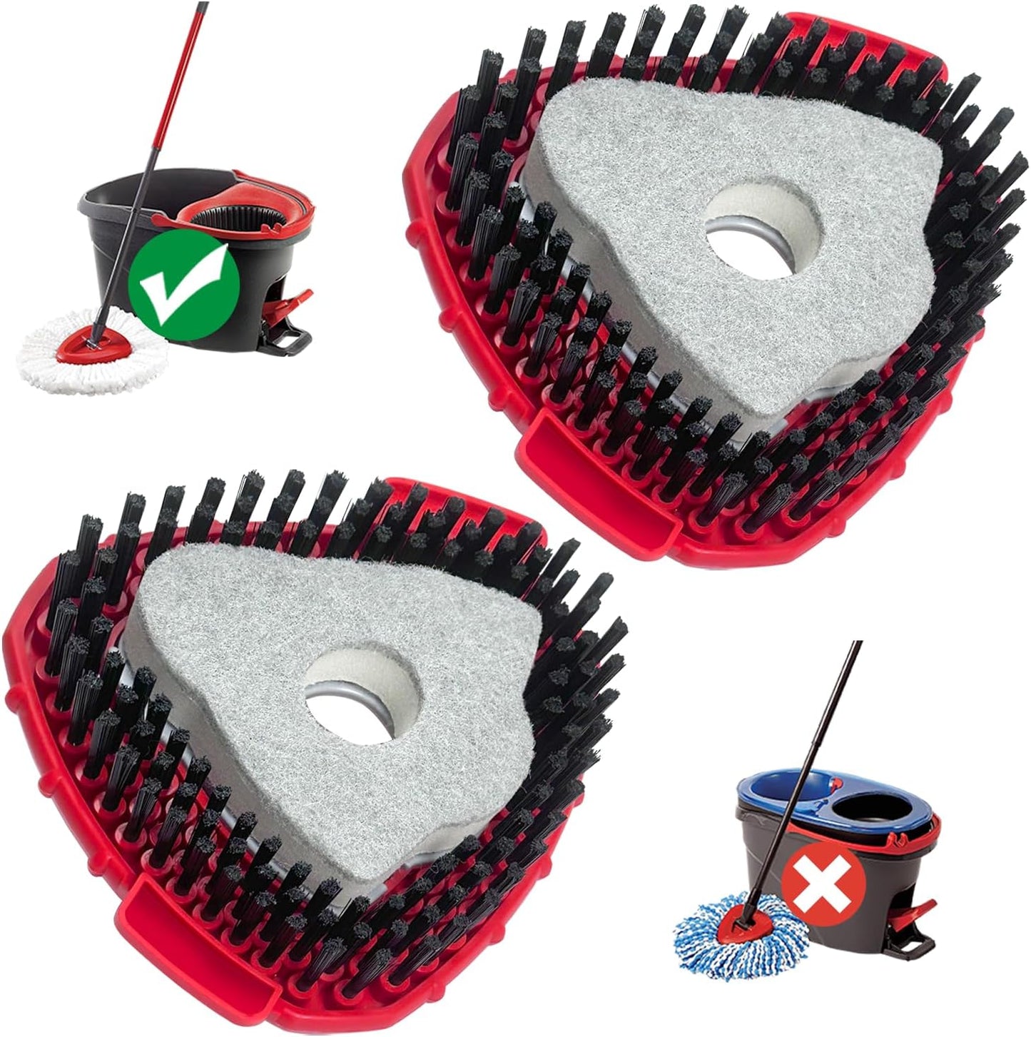 Nuorest Spin Mop Replacement Set for O-Ceda EasyWring 1-Tank System, Includes 2 Mop Head Replacement, 1 Mop Handle (30-58in Adjustable 4-Section Pole), 1 Spin Base