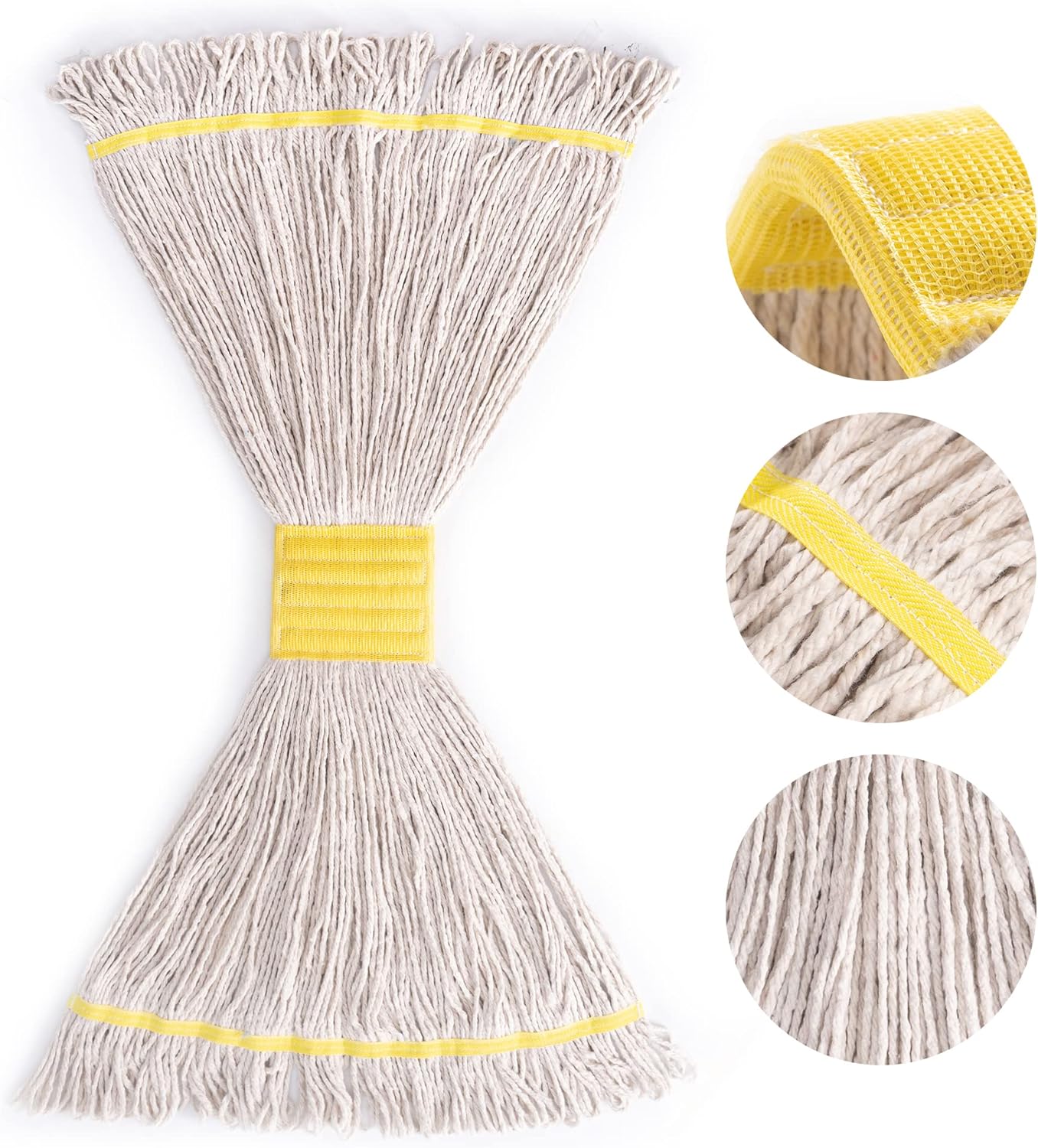 Matthew Cleaning Heavy Duty Mop Head Commercial Replacement for General and Floor Cleaning , Wet Industrial Blue Cotton Looped End String Head Refill (Pack of 6) Blue