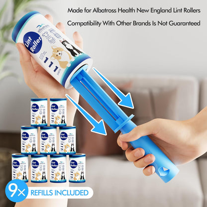 Large Lint Rollers for Carpet, 9.45'' Sticky Rollers for Floor with 360 Sheets, Extendable Long Handle Sticky Mop for Cleaning Couch, Curtains, Cars, Clothing, and Pet Hair
