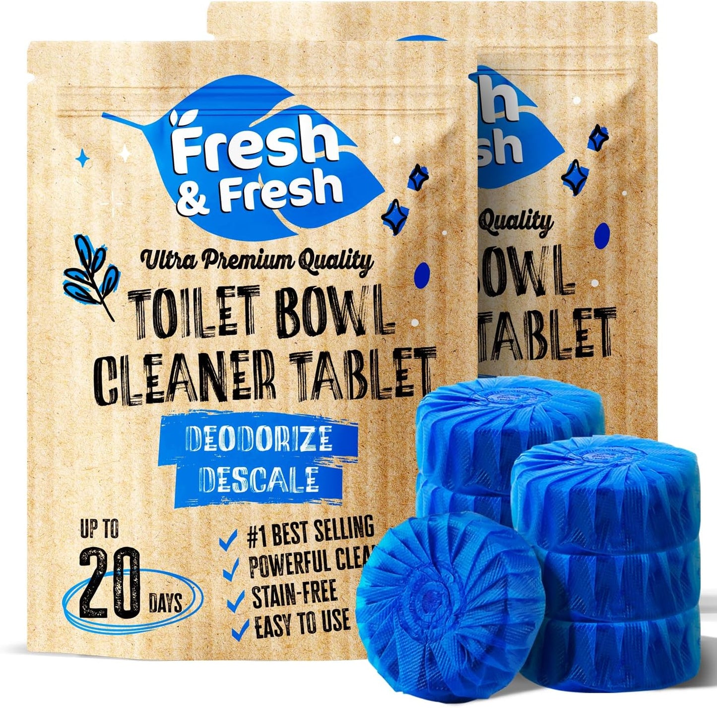 Disposable Toilet Bowl Cleaners(20 Tablets) Odor Eliminator, Fresh Scent, Multipurpose Residential and commercial Toilet Cleaners 2-3 week Lasting Toilet Bowl Cleaner