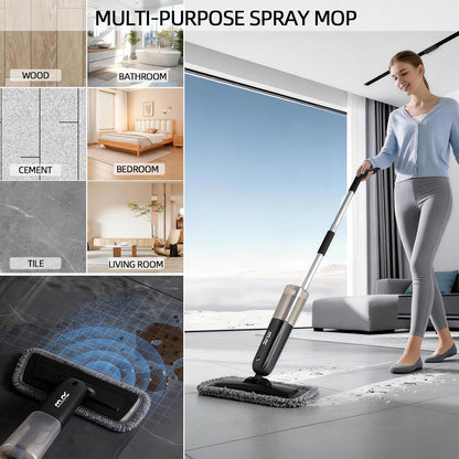 Electric Spray Mop Floor Cleaner with 2 Mopping Pads 720ml Bottle & Scraper 360° Swivel Head Lightweight Cordless Wet Dry Cleaner for Hardwood Floor Cleaning Laminate Tile Wood Vinyl & All Hard Floors