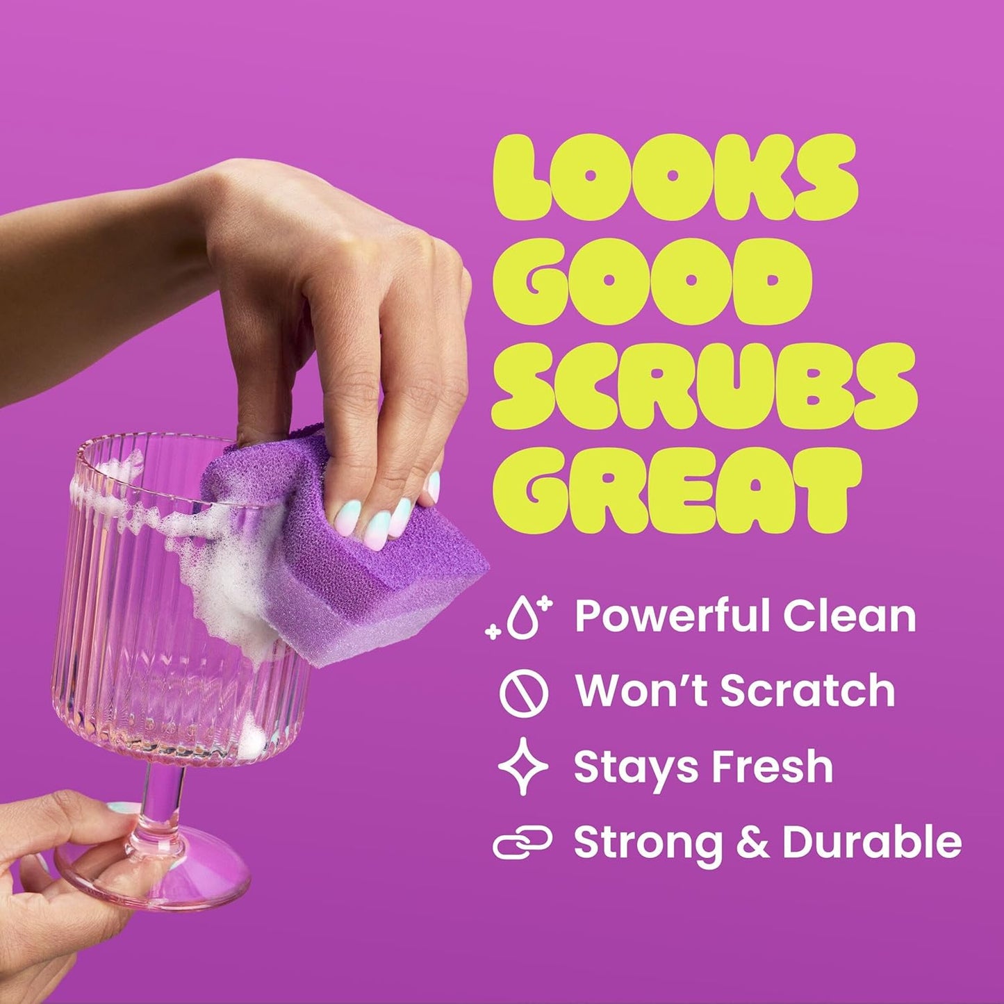 Brite by Scotch-Brite Scrub & Wipe with Drain + Dry Stand, Kitchen Sponge for Washing Dishes, 1 Scrub Sponge