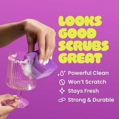 Brite by Scotch-Brite Scrub & Wipe with Drain + Dry Stand, Kitchen Sponge for Washing Dishes, 1 Scrub Sponge